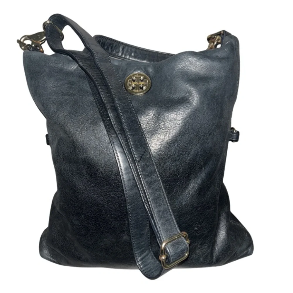 Tory Burch Vintage Dena Fold-Over Crossbody - Black Leather
